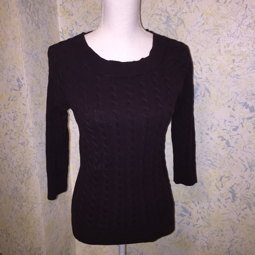 Loft Dark Purple Cable Knit Cotton Sweater Sz. XS